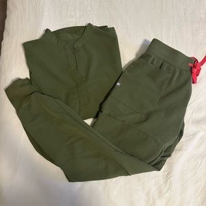 Figs set - top and bottoms XS - forest green